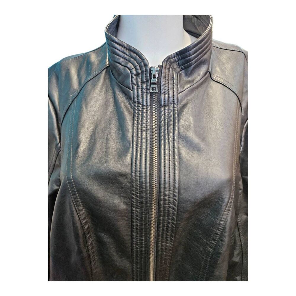Giacca Women Black Leather Jacket Womens Size 1X - Picture 5 of 10